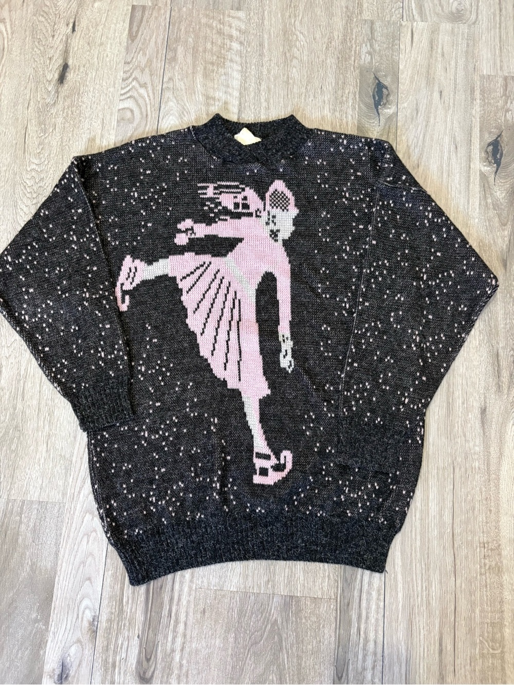 Vintage figure skater graphic knit sweater